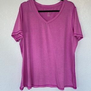 Ideology Magenta Stripe Women’s Athletic Tee. 2X.